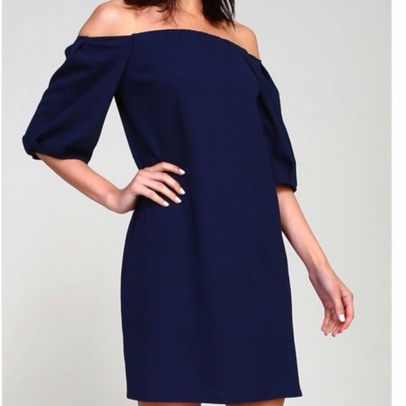 NAVY off the shoulder SHIFT  dress NEW - Picture 2 of 6